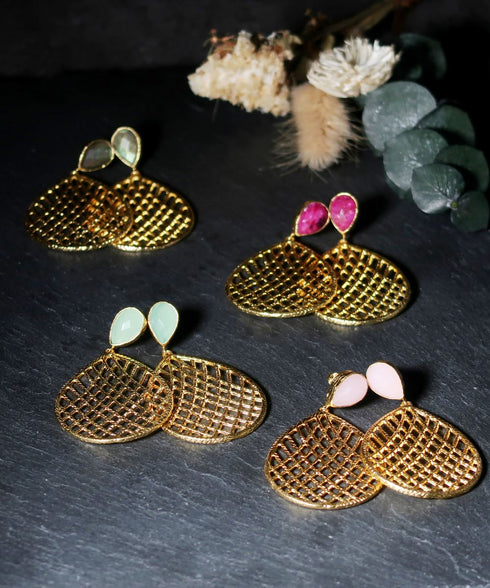 ピアス 天然石 ティアドロップ スタッド レース アンリファインド ANTICO AER099