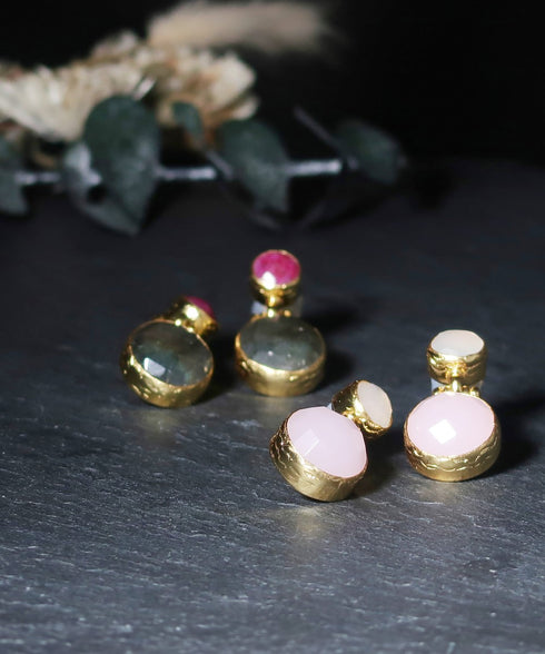 イヤリング 天然石 ラウンド アンリファインド ANTICO AER101