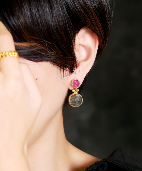 イヤリング 天然石 ラウンド アンリファインド ANTICO AER101