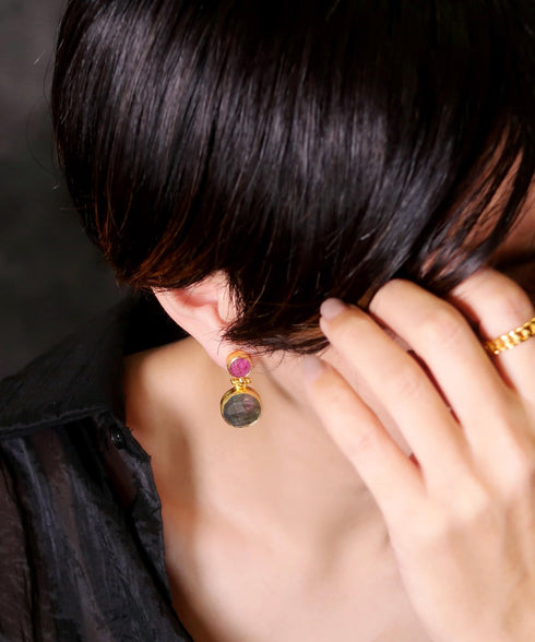 イヤリング 天然石 ラウンド アンリファインド ANTICO AER101