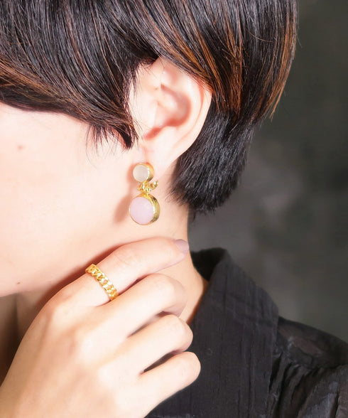 イヤリング 天然石 ラウンド アンリファインド ANTICO AER101