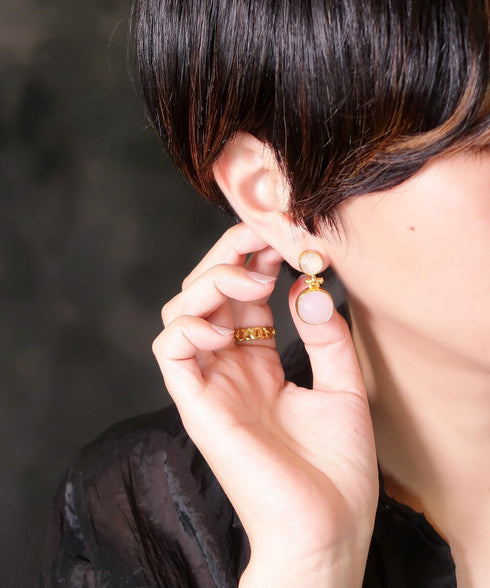 イヤリング 天然石 ラウンド アンリファインド ANTICO AER101