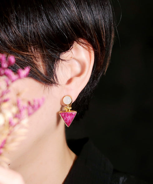 イヤリング 天然石 ラウンド トリリアント 三角 アンリファインド ANTICO AER103