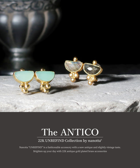 イヤリング 天然石 ハーフムーン アンリファインド ANTICO AER105