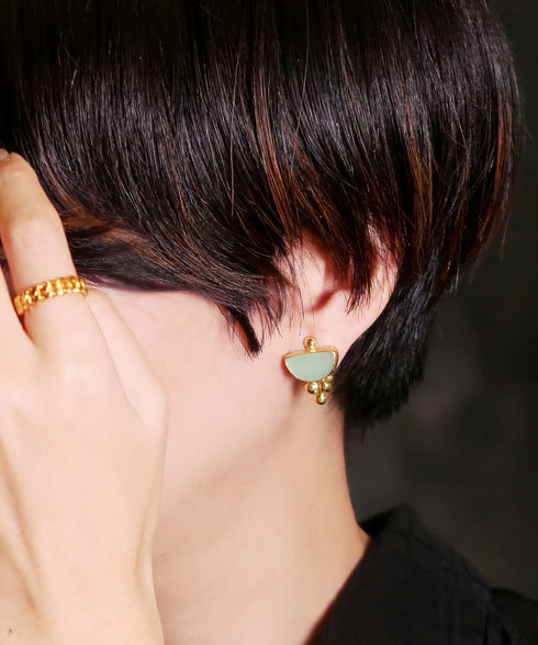 イヤリング 天然石 ハーフムーン アンリファインド ANTICO AER105