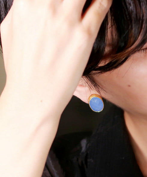 イヤリング 天然石 オーバル アンリファインド ANTICO AER106