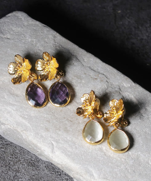 イヤリング 天然石 ティアドロップ 花 アンリファインド ANTICO AER107