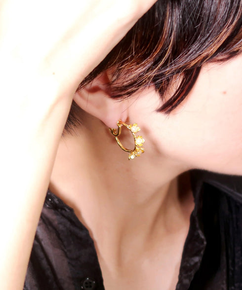 イヤリング パール 花 ANTICO AER108