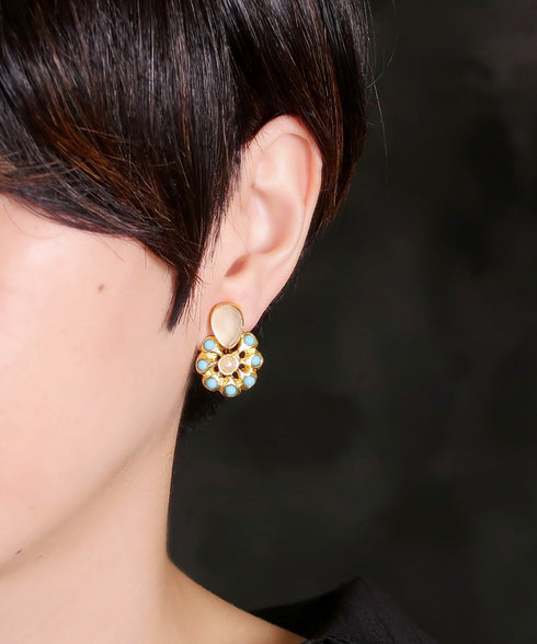 イヤリング 天然石 パール ティアドロップ 花 アンリファインド ANTICO AER109