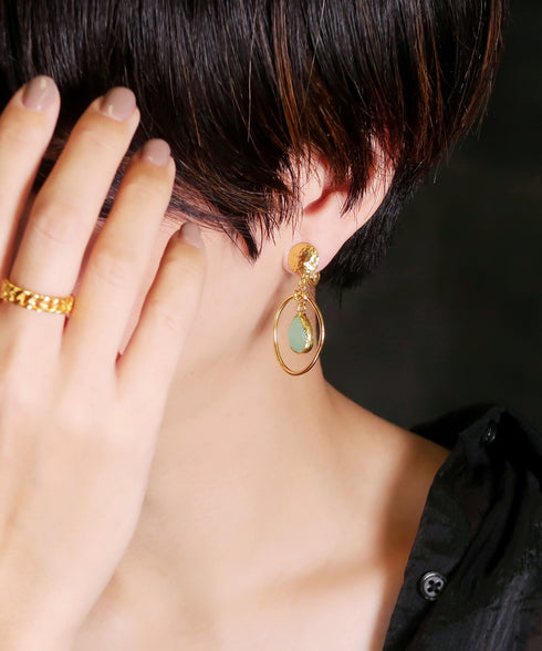 イヤリング 天然石 ティアドロップ アンリファインド ANTICO AER111