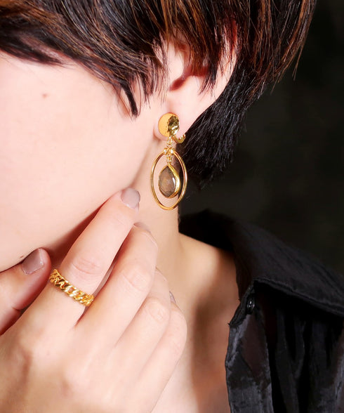 イヤリング 天然石 ティアドロップ アンリファインド ANTICO AER111