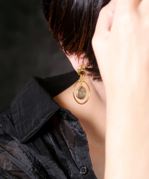 イヤリング 天然石 ティアドロップ アンリファインド ANTICO AER111