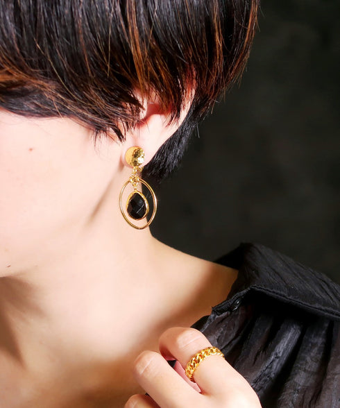 イヤリング 天然石 ティアドロップ アンリファインド ANTICO AER111