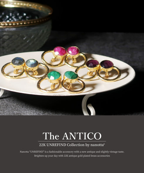 イヤリング 天然石 ラウンド サークル アンリファインド ANTICO AER112
