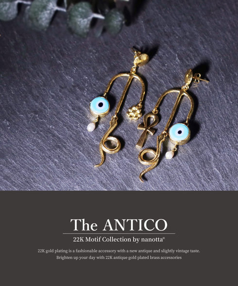 ピアス スタッド アシンメトリー 花 スネーク 蛇 ナザールボンジュウ ANTICO AER117