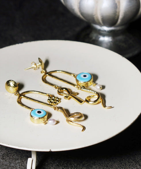 ピアス スタッド アシンメトリー 花 スネーク 蛇 ナザールボンジュウ ANTICO AER117