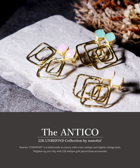 ピアス 天然石 スクエア スタッド アンリファインド ANTICO AER124