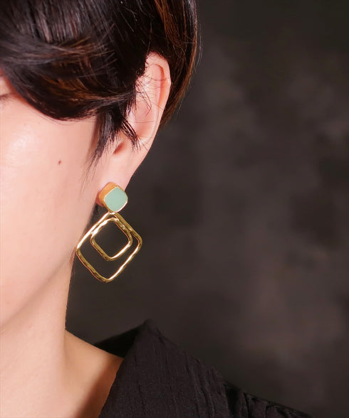 ピアス 天然石 スクエア スタッド アンリファインド ANTICO AER124