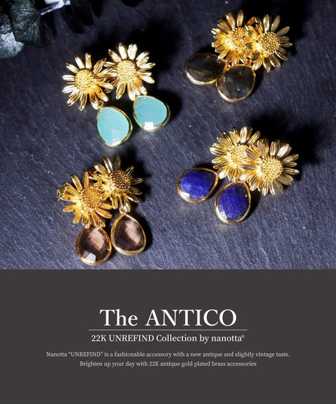 ピアス 天然石 ティアドロップ スタッド 花 アンリファインド ANTICO AER125