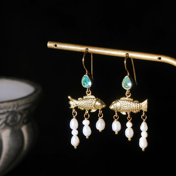 ナノッタ ピアス ジルコニア ブルー 淡水パール フィッシュ AER128-ER368-BLUE