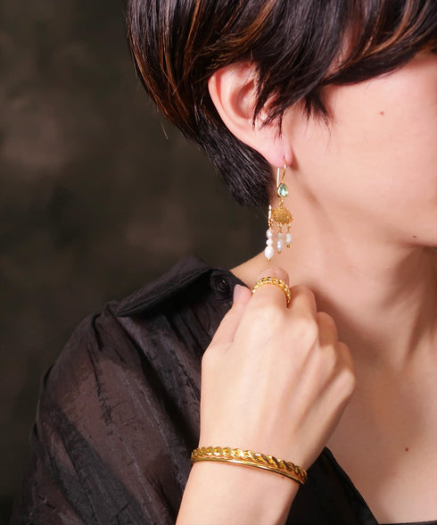 ピアス パール ティアドロップ フック フィッシュ ANTICO AER128