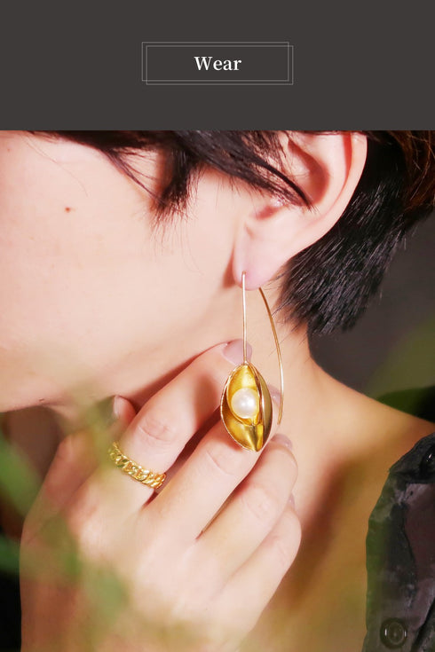 ピアス パール フック 花 つぼみ ANTICO AER129