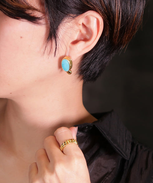 ピアス 天然石 オーバル スタッド アンリファインド ANTICO AER131