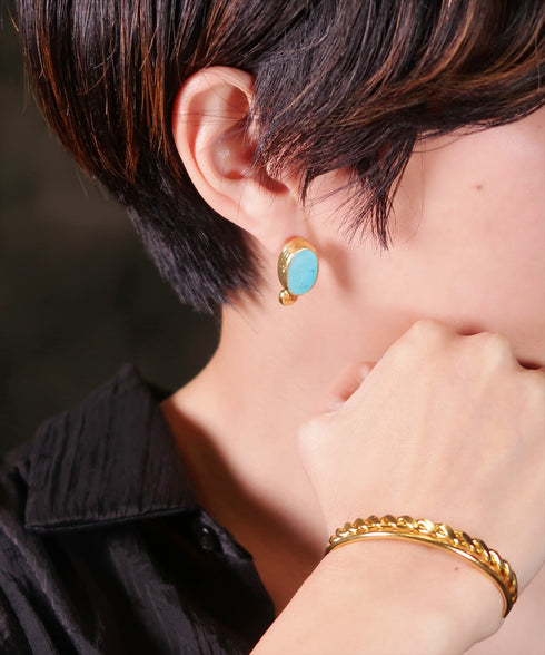 ピアス 天然石 オーバル スタッド アンリファインド ANTICO AER131