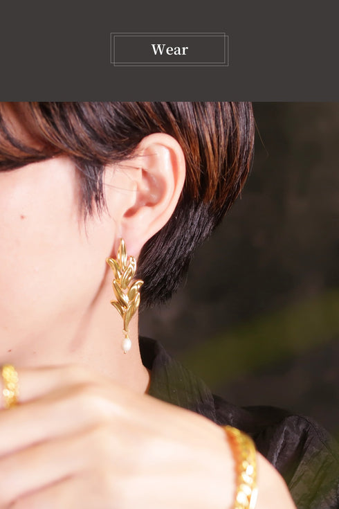 ピアス パール スタッド リーフ ANTICO AER134