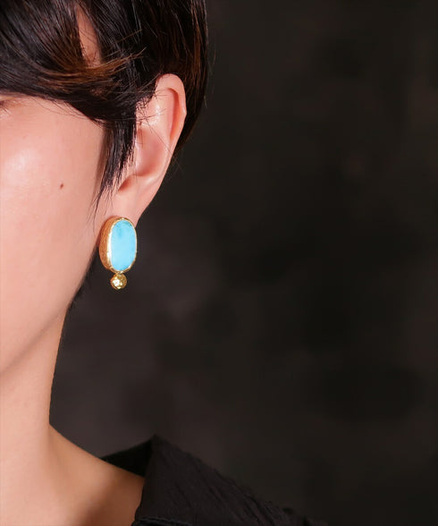 イヤリング 天然石 オーバル アンリファインド ANTICO AER135