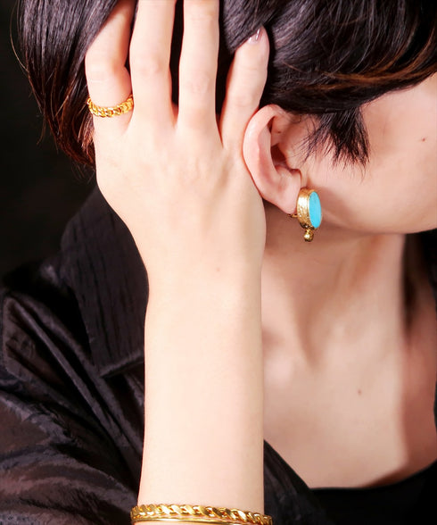 イヤリング 天然石 オーバル アンリファインド ANTICO AER135