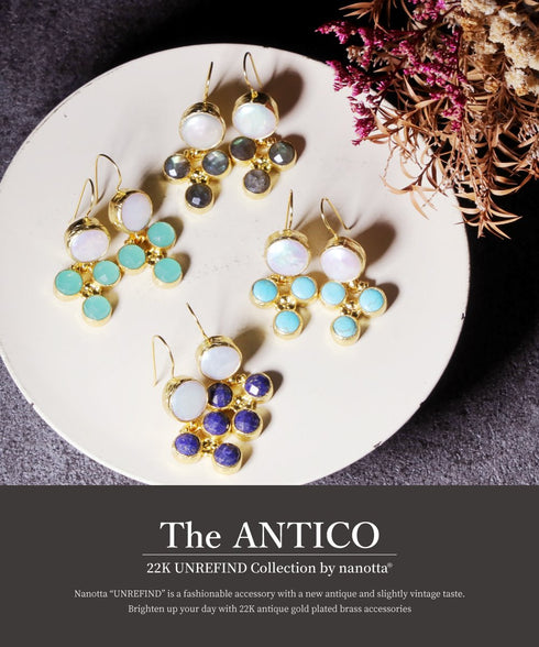 ピアス 天然石 パール ラウンド フック アンリファインド ANTICO AER137