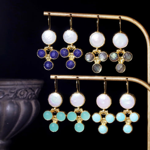 ナノッタ ピアス 淡水パール・アクアカルセドニー AER137-ER351-FPEAQU