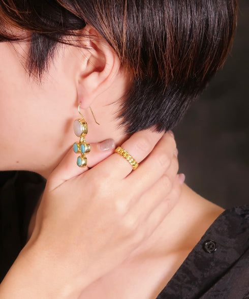 ピアス 天然石 パール ラウンド フック アンリファインド ANTICO AER137