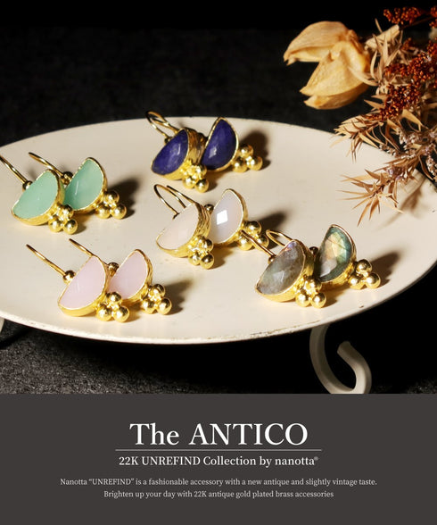 ピアス 天然石 ハーフムーン フック アンリファインド ANTICO AER138