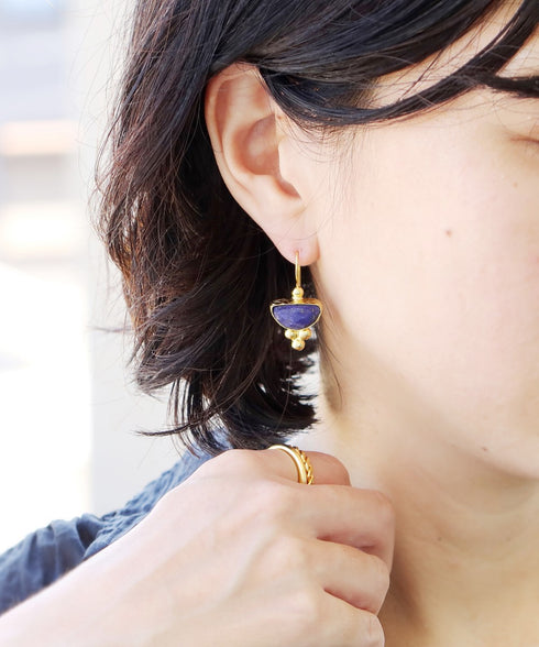 ピアス 天然石 ハーフムーン フック アンリファインド ANTICO AER138