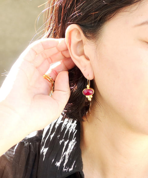 ピアス 天然石 オーバル フック アンリファインド ANTICO AER139