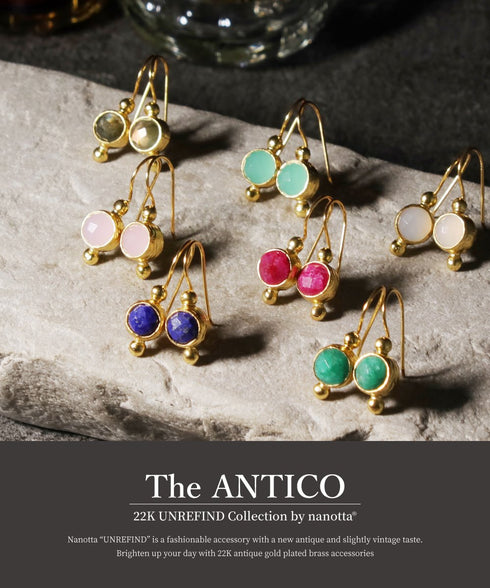 ピアス 天然石 ラウンド フック アンリファインド ANTICO AER140