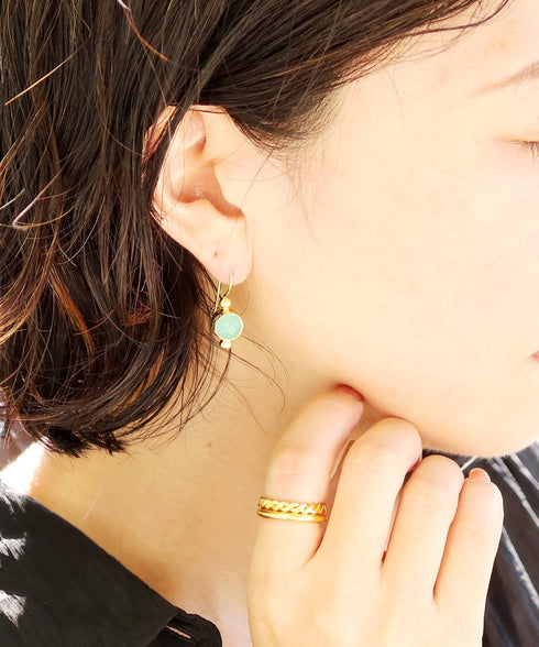 ピアス 天然石 ラウンド フック アンリファインド ANTICO AER140