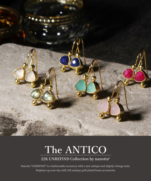 ピアス 天然石 トリリアント フック 三角 アンリファインド ANTICO AER141