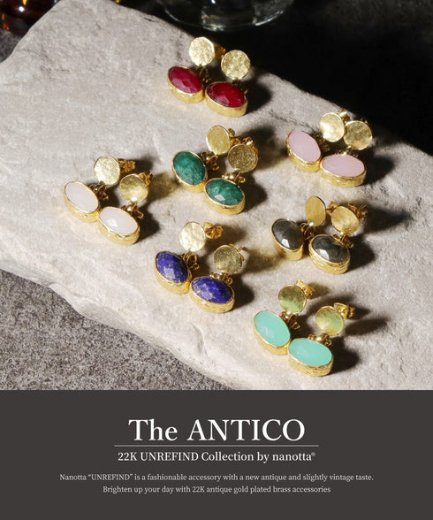 ピアス 天然石 オーバル アンリファインド ANTICO AER142