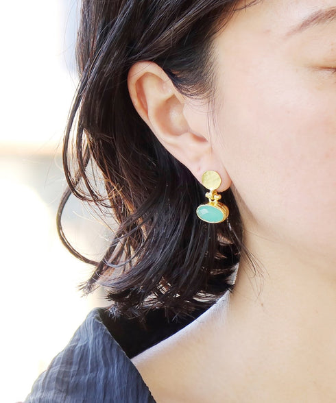 ピアス 天然石 オーバル アンリファインド ANTICO AER142