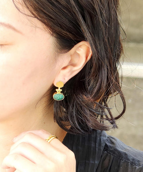 ピアス 天然石 オーバル アンリファインド ANTICO AER142