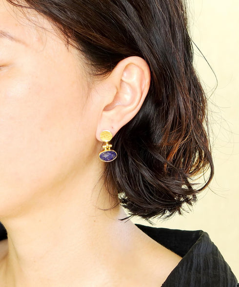 ピアス 天然石 オーバル アンリファインド ANTICO AER142