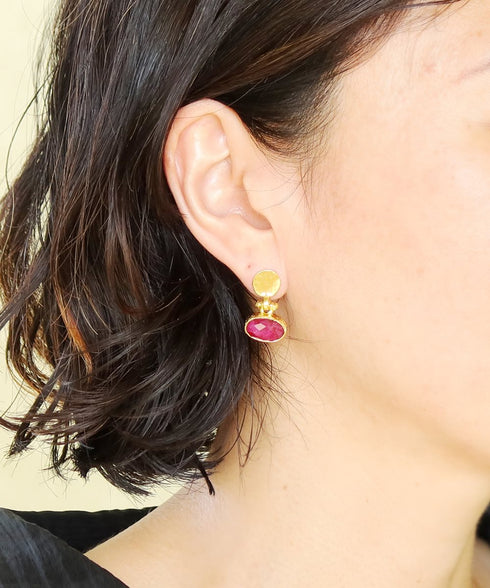 ピアス 天然石 オーバル アンリファインド ANTICO AER142