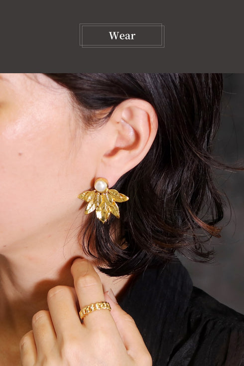 ピアス パール スタッド リーフ ANTICO AER148