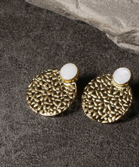 ピアス シェル ラウンド スタッド レース 透かし プレート ANTICO AER150