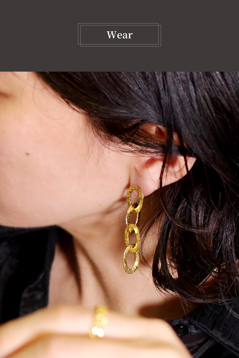 ピアス スタッド フープ チェーン 槌目 ANTICO AER153