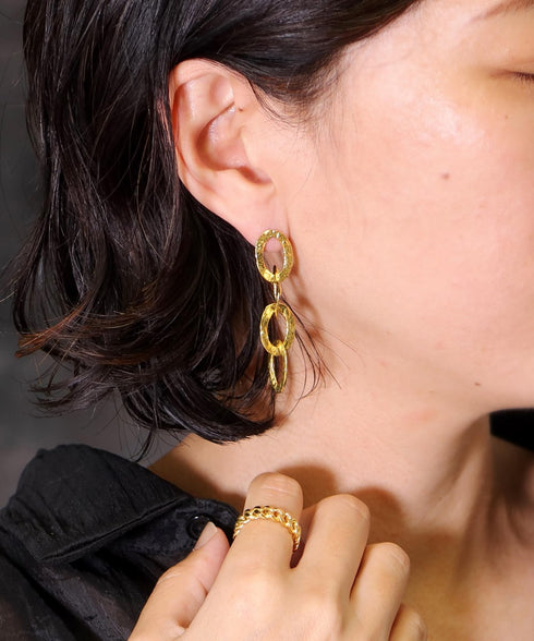 ピアス スタッド フープ チェーン 槌目 ANTICO AER153