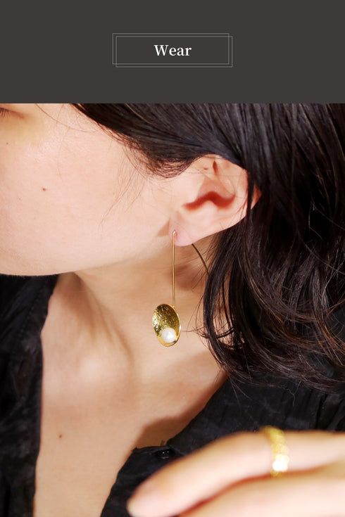 ピアス パール ラウンド フック プレート オリエンタル ANTICO AER154